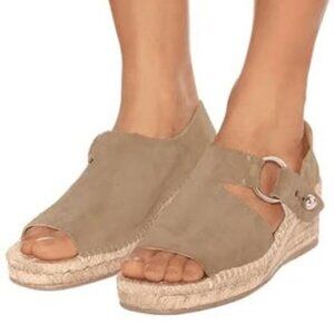 Rare Rag & Bone Arc Suede Espadrille Wedge Sandals in Light Sand - Size 37.5 EU